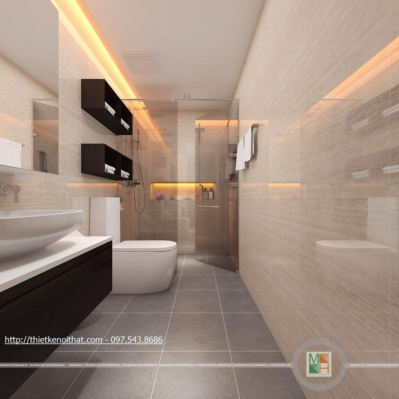 Thiết kế nội thất phòng tắm biệt thự hiện đại Gamuda Garden Yên Sở Hoàng Mai Hà Nội
